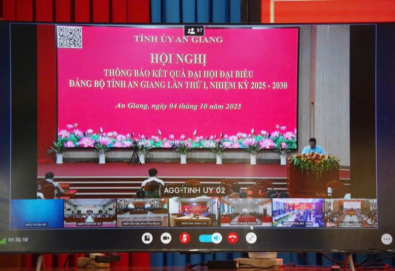 PHƯỜNG BÌNH ĐỨC THAM DỰ HỘI NGHỊ THÔNG BÁO NHANH KẾT QUẢ ĐẠI HỘI ĐẠI BIỂU ĐẢNG BỘ TỈNH AN GIANG LẦN THỨ I, NHIỆM KỲ 2025-2030