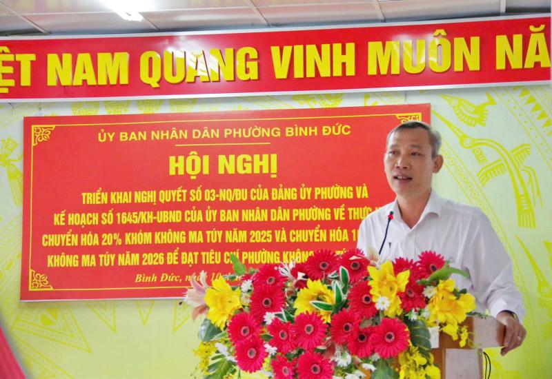 PHƯỜNG BÌNH ĐỨC HỘI NGHỊ TRIỂN KHAI NGHỊ QUYẾT VÀ KẾ HOẠCH THỰC HIỆN CHUYỂN HÓA 20% KHÓM KHÔNG MA TÚY NĂM 2025 VÀ CHUYỂN HÓA 100% KHÔNG MA TÚY NĂM 2026