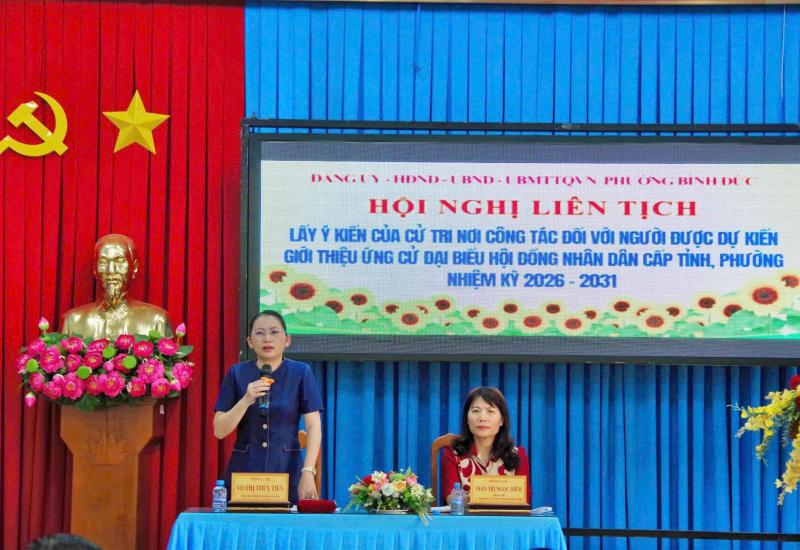 PHƯỜNG BÌNH ĐỨC LẤY Ý KIẾN CỬ TRI NƠI CÔNG TÁC ĐỐI VỚI NGƯỜI ỨNG CỬ ĐẠI BIỂU HỘI ĐỒNG NHÂN DÂN, NHIỆM KỲ 2026 – 2031